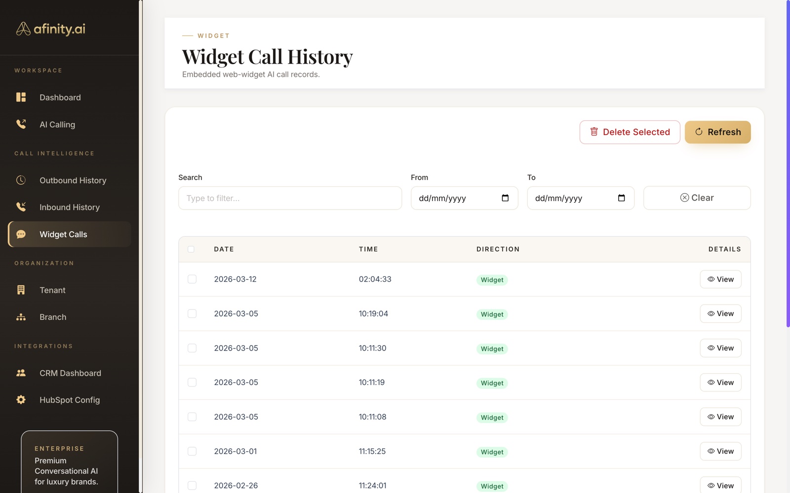 Every call, searchable and audited